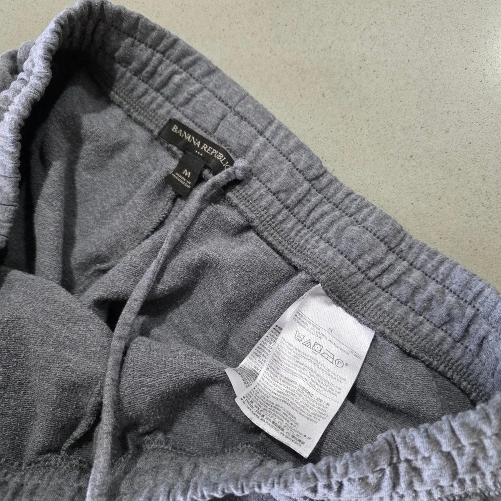 Banana Republic Mens Gray Cargo Jogger Sweatpants Medium Drawstring Fleece‎ 1335